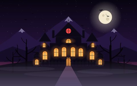 The house under a pale moon.