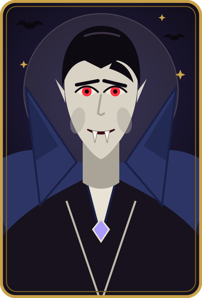 Lucien Vale, a pale vampire with a crooked smile.