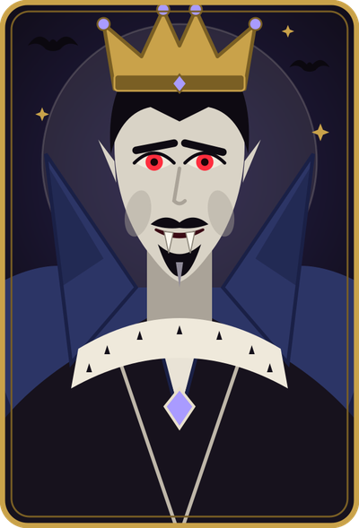 Count Alaric Dravenmoor, a vampire in a jewelled crown and a collar of ermine.
